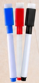 Dry-wipe markers · blue, red, black